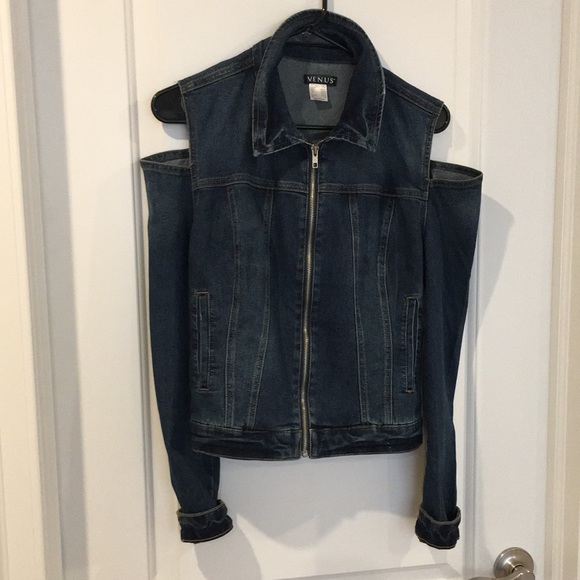 XS Venus blue Jean jacket with cold shoulder worn only twice - Picture 3 of 3